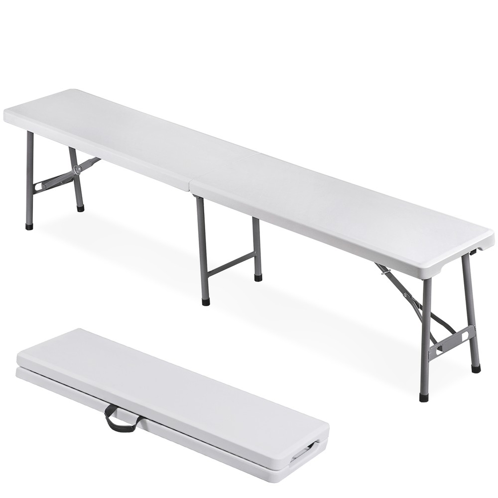 2 PCS Folding Bench 6FT Plastic Folding Bench with Handles for Party Camping