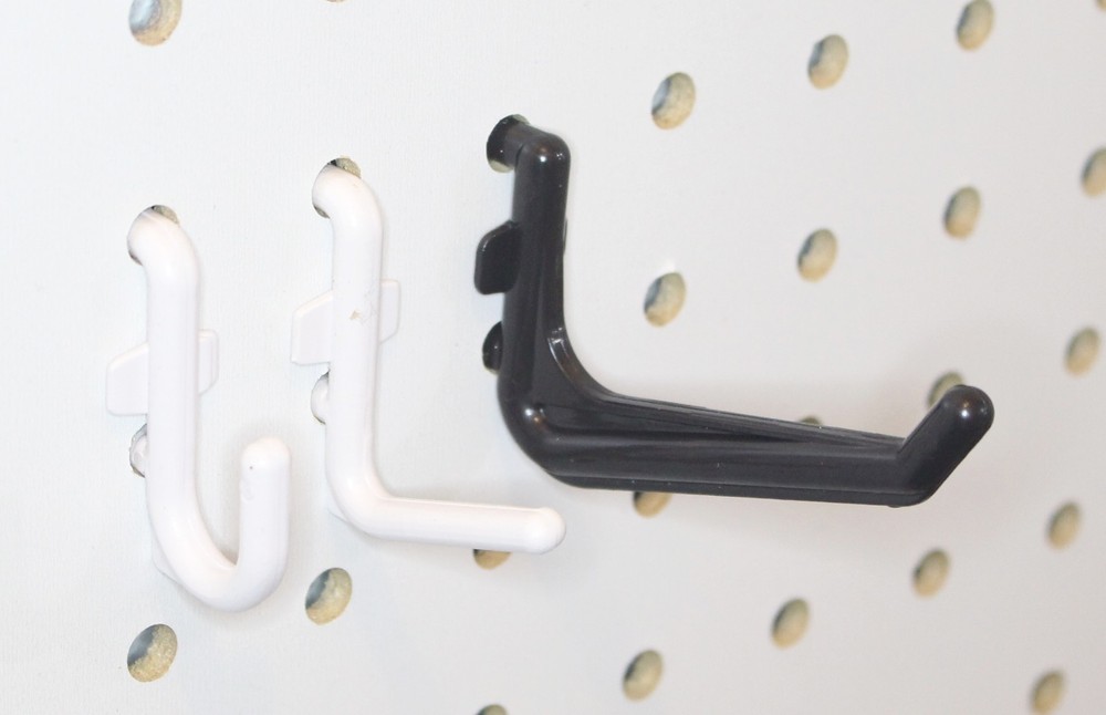 Plastic JUMBO White L HOOK Peg Board Kit Tool Storage Craft Hooks Pick A Pack