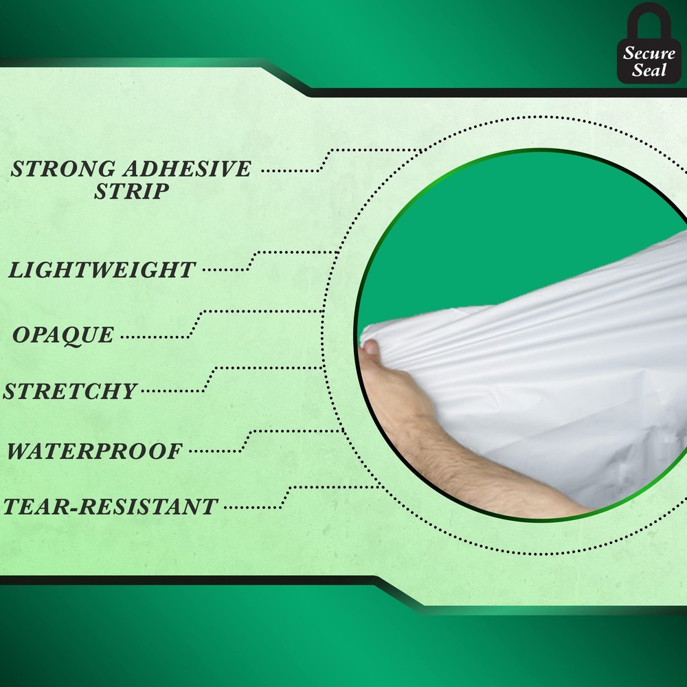 100 Pack Secure Seal White Poly Mailers - Safe 4” x 6” (100 Pack),