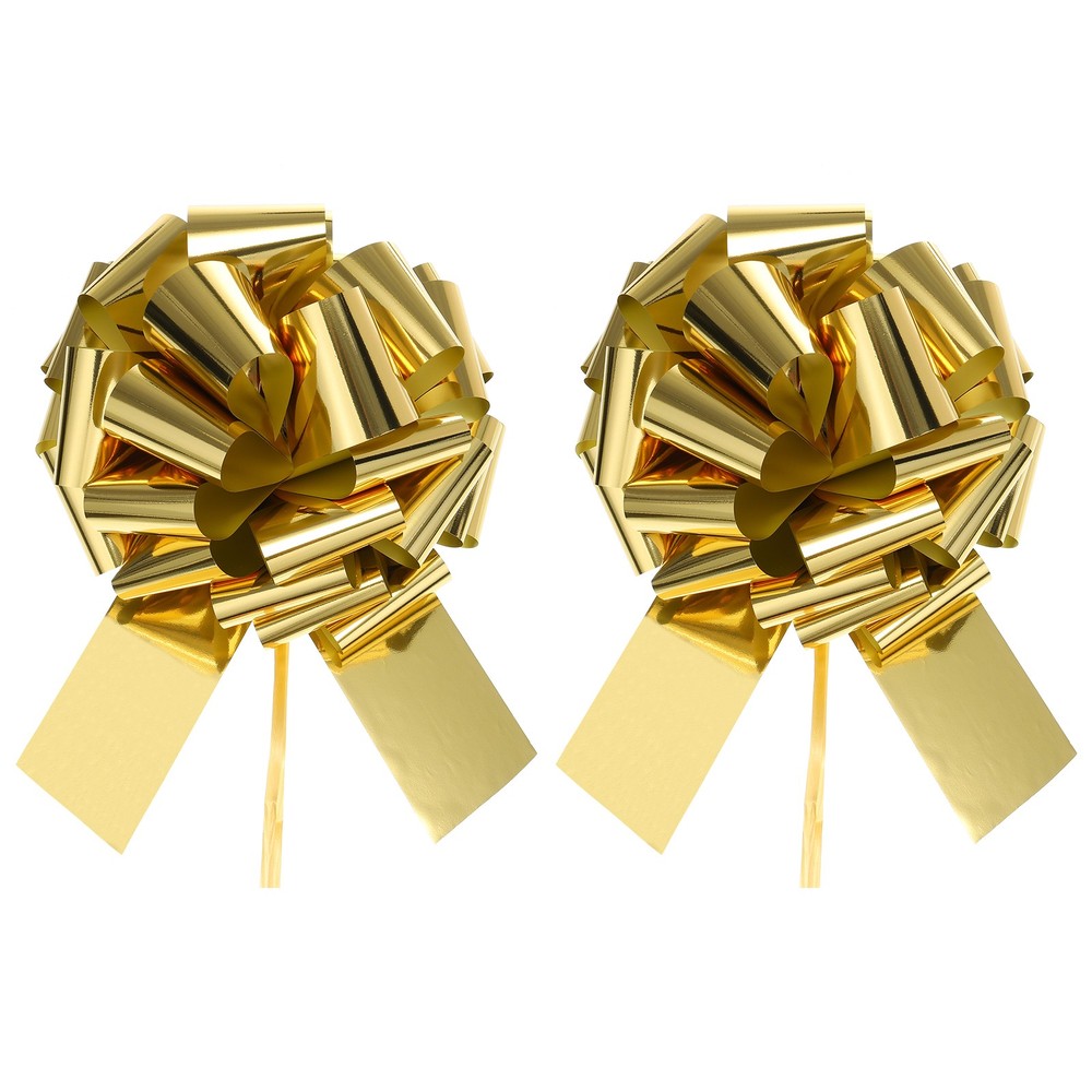 2Pack 12" Extra Large Pull Bow Christmas Metallic Car Gift Bows Gold
