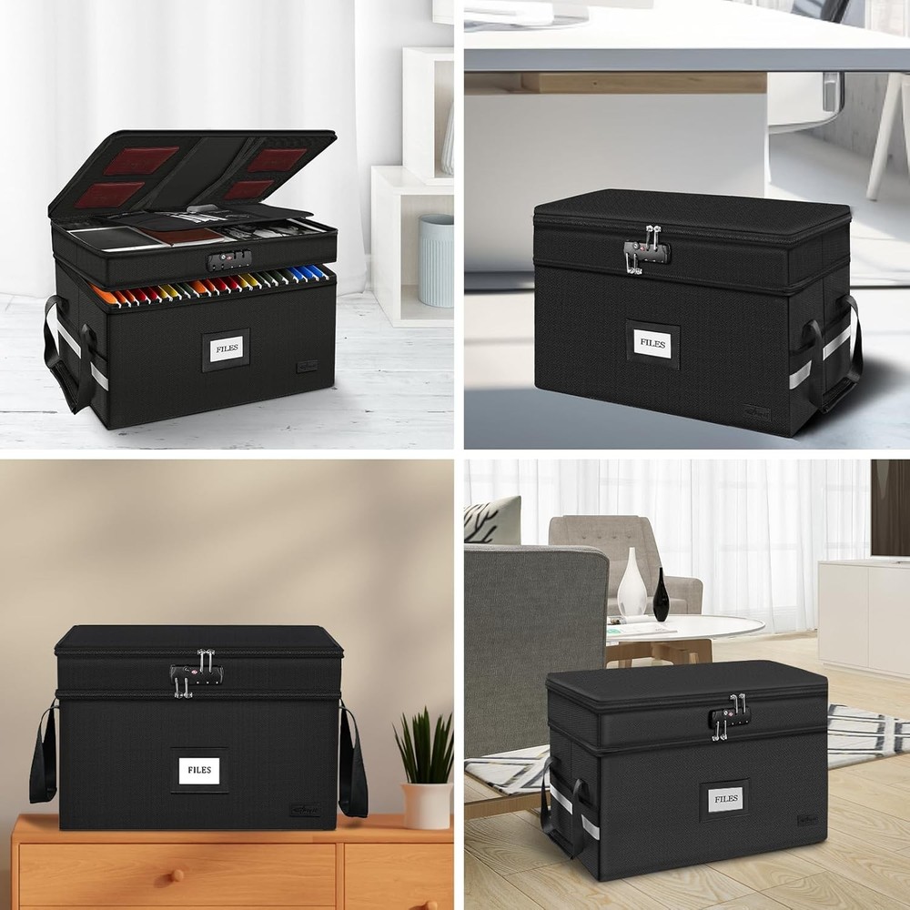 ETRONIK Large Fireproof Document Box Lock 2-Layer File Organizer #R013