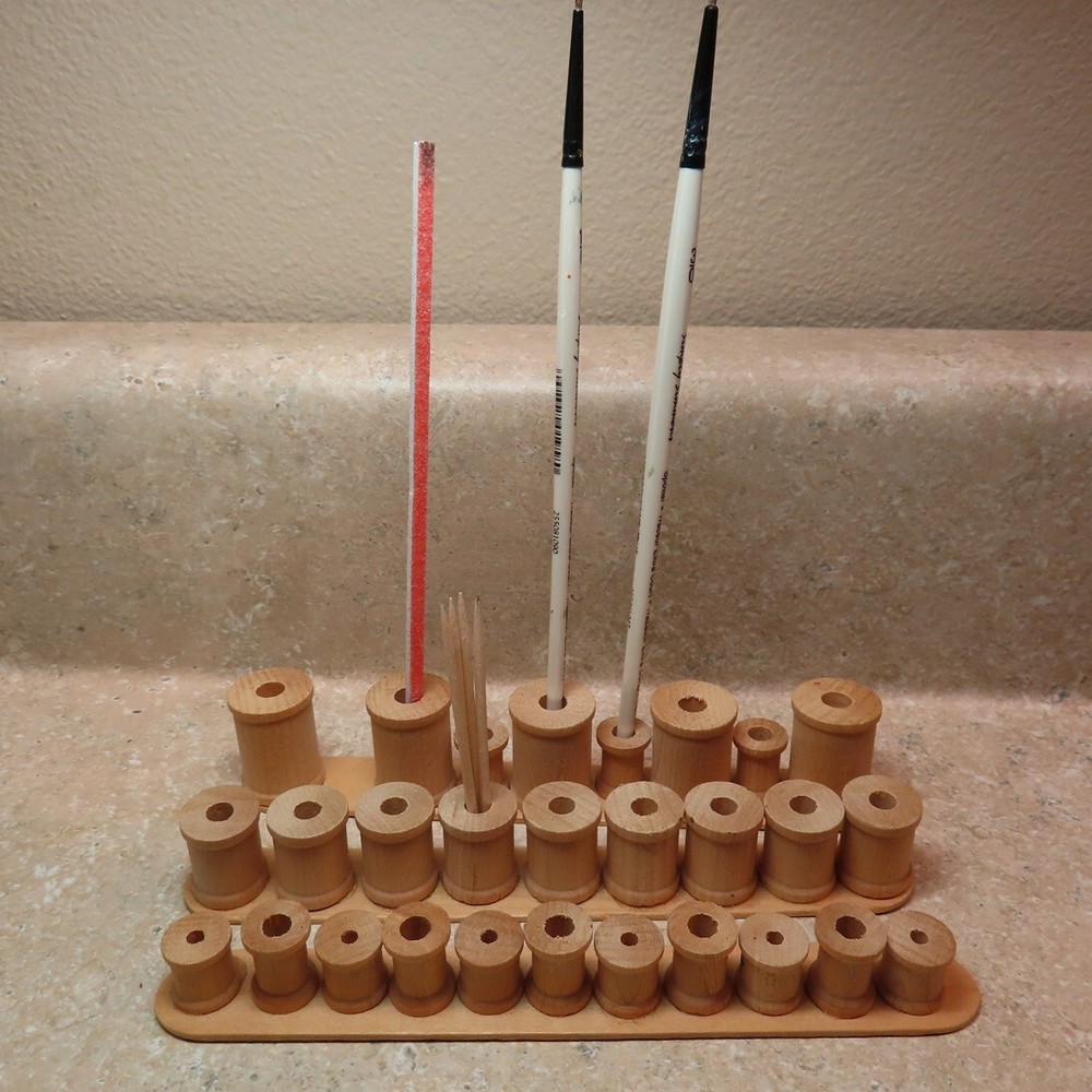 Three sets of Various Size Wood Spools for Craft Tool Storage