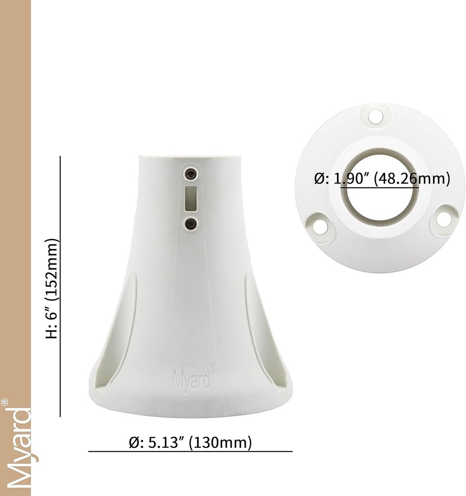6" Surface Mount Base Anchor Flange for Swimming Pool Rail - Ivory White, 2-Pack