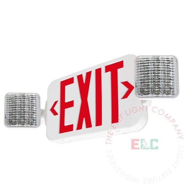 LFI Lights | Red LED Exit Sign Emergency Light Combo UL Listed | COMBO2-R-W-BB