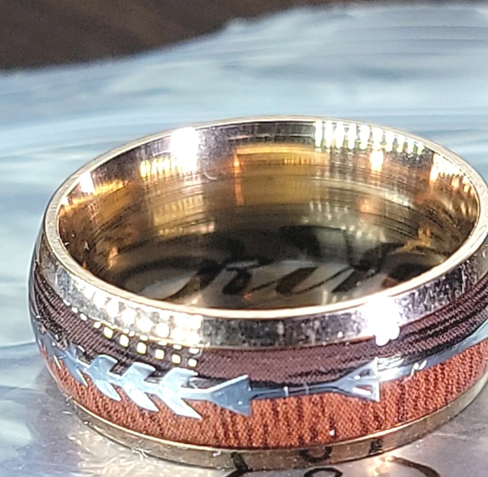 Arrow EngravedBand Ring Size 8  SilverOxidized Ring DutyFree
