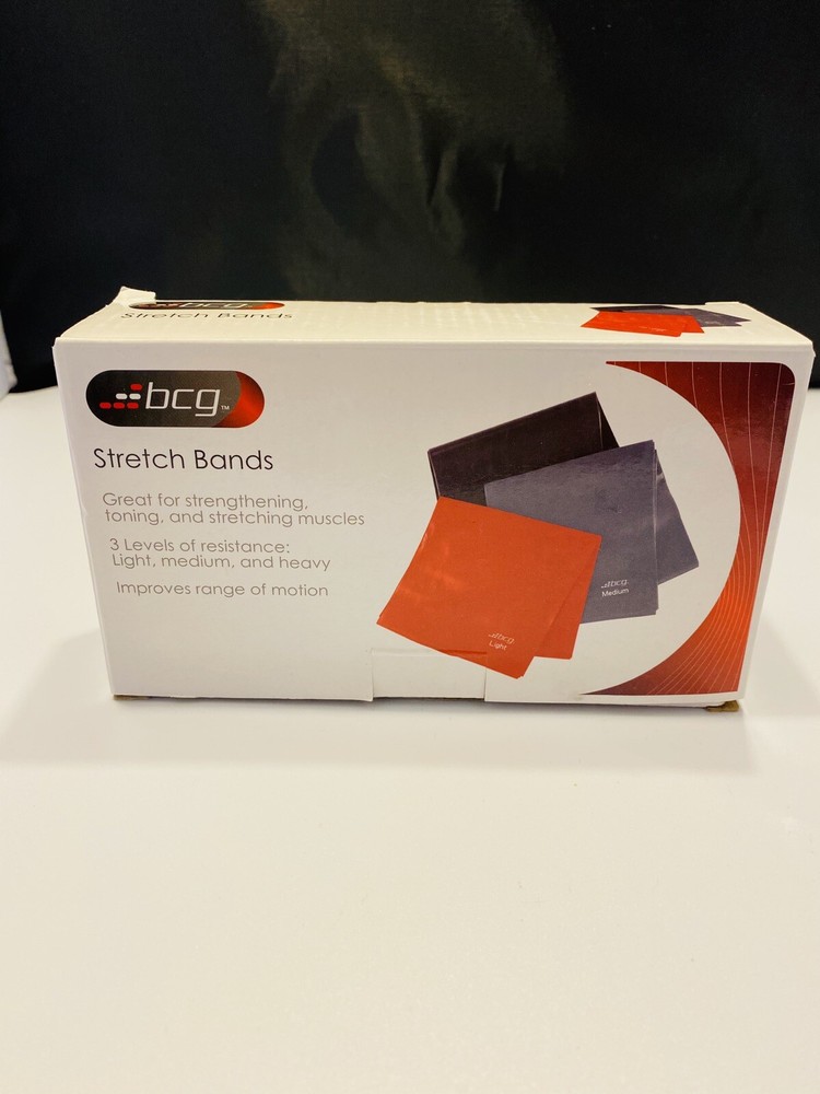 BCG Stretch Bands 2 Pack Only Medium & Heavy Black And Grey Missing Light Red