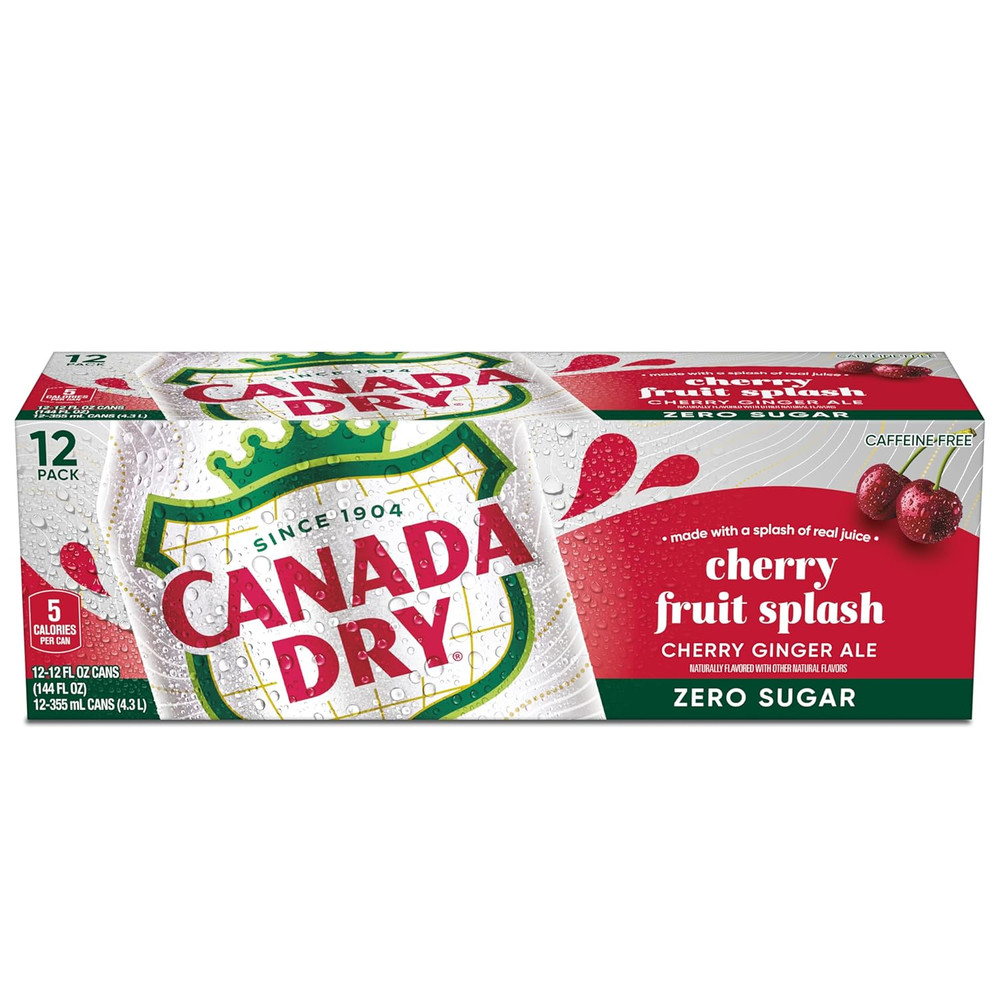 Zero Sugar Cherry Gingerale Fruit Splash 12Oz, Pack of 12