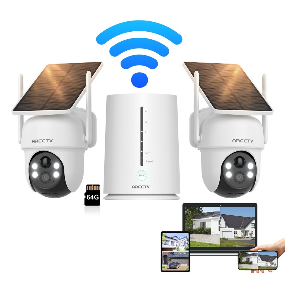 ARCCTV Outdoor Wireless Security Camera System Solar Battery Powered WIFI Camera