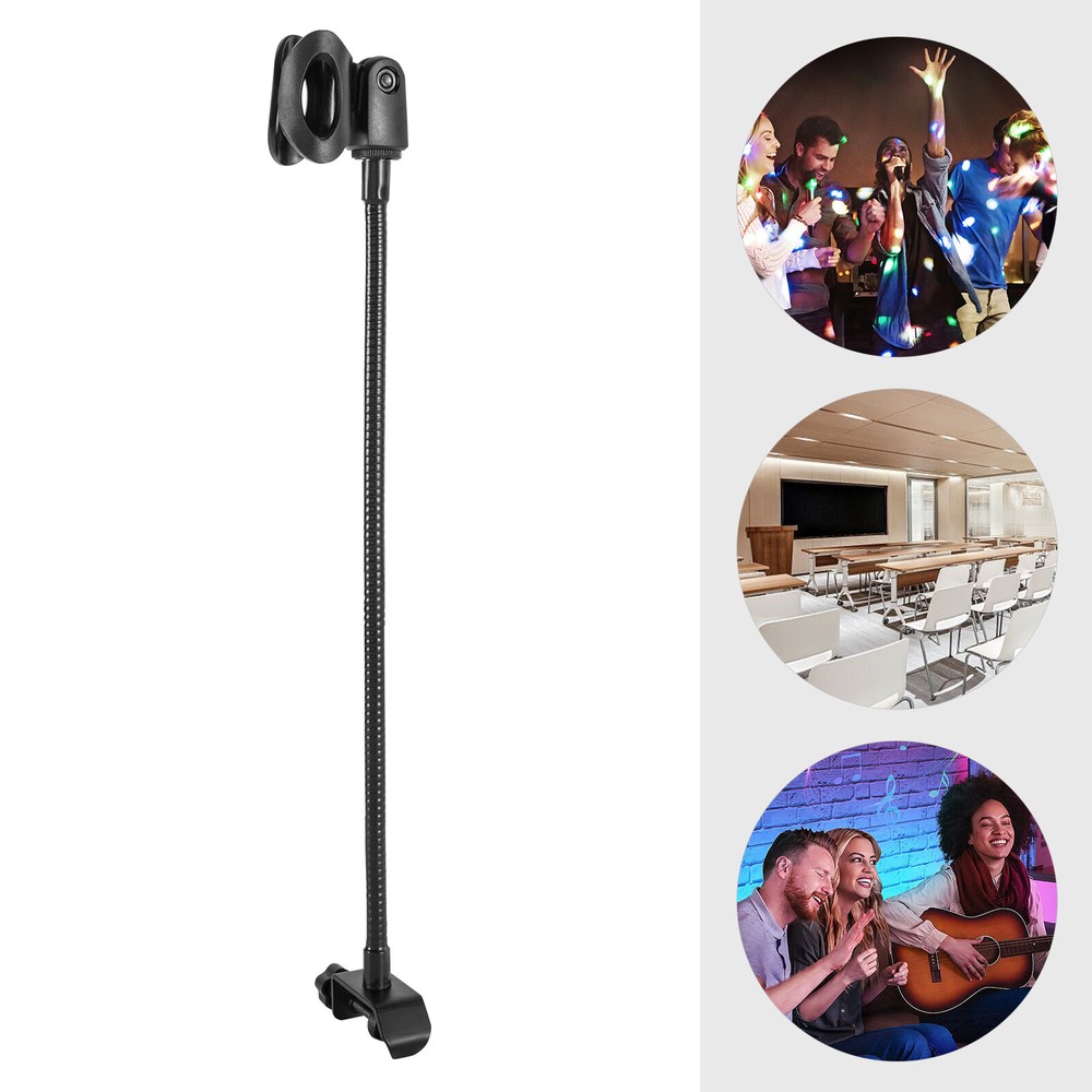 Adjustable Microphone Stand Black with Desk Clamp for Radio Broadcasting