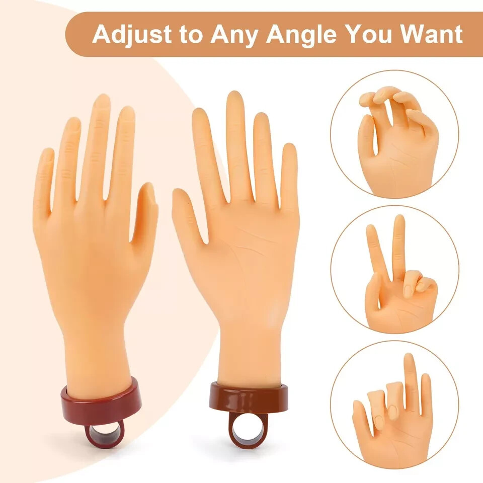Practice Hand for Acrylic Nails, Flexible Mannequin Hands for Nails Practice,...