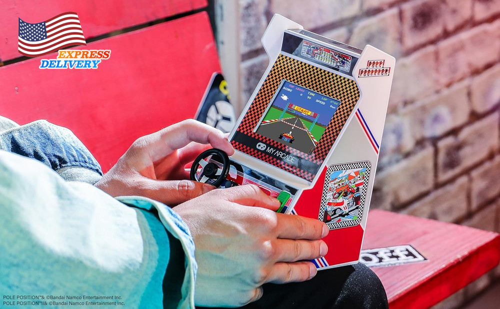 Pole Position Racing Player: Retro Mini Arcade Game Console with 2 Games