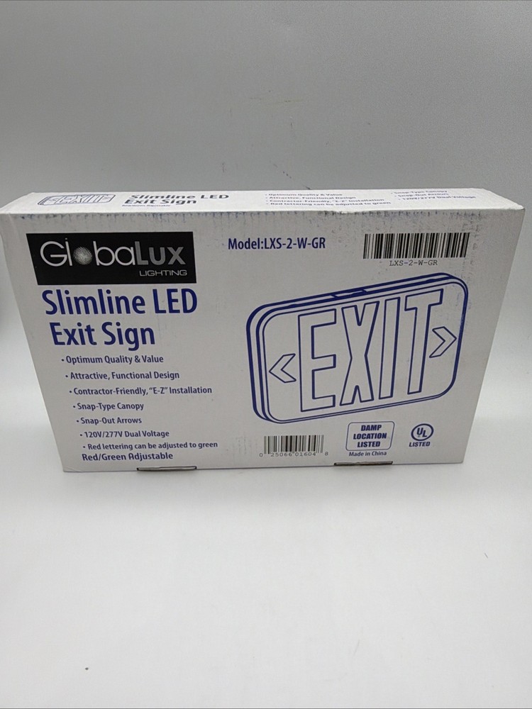NEW Slimline LED Exit Sign – Red/Green Adjustable – Combo Emergency Light