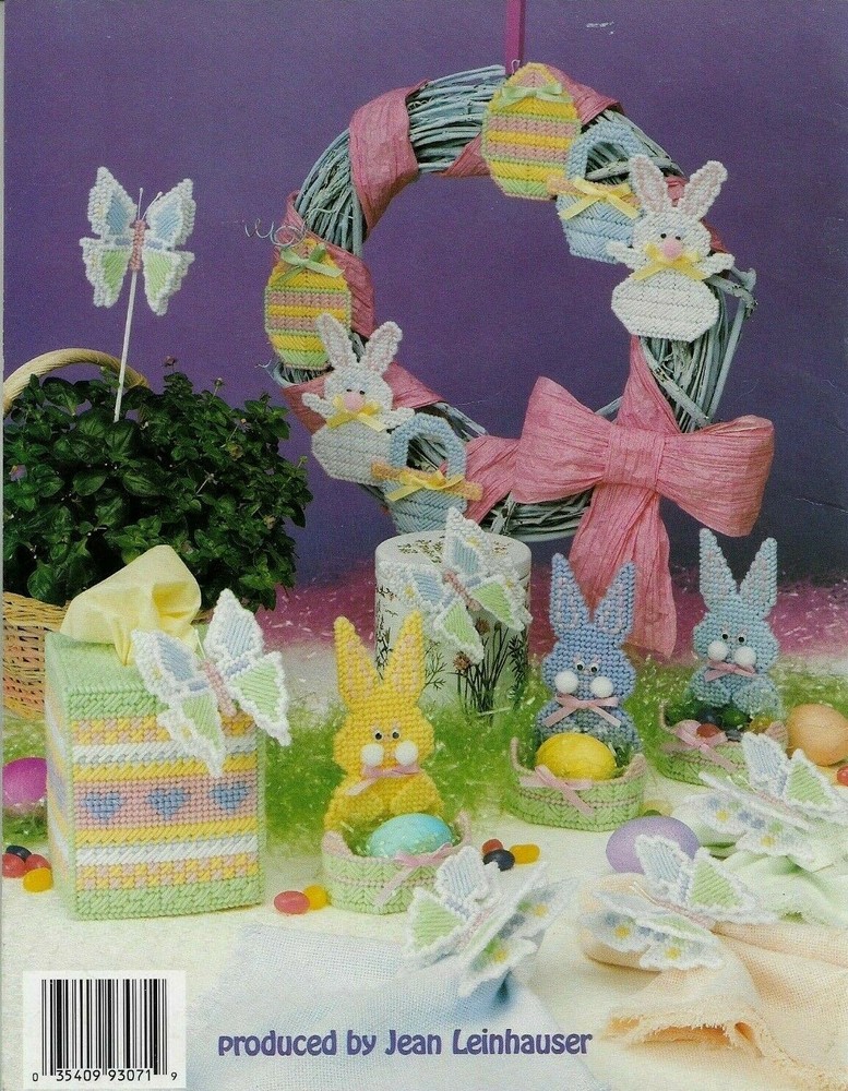 USED EASTER EGG PARTY EGG COTTAGE BUNNIES PLASTIC CANVAS PATTERN BOOK
