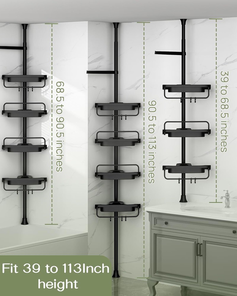 Bathroom rustproof shower tray corner with shampoo accessory storage