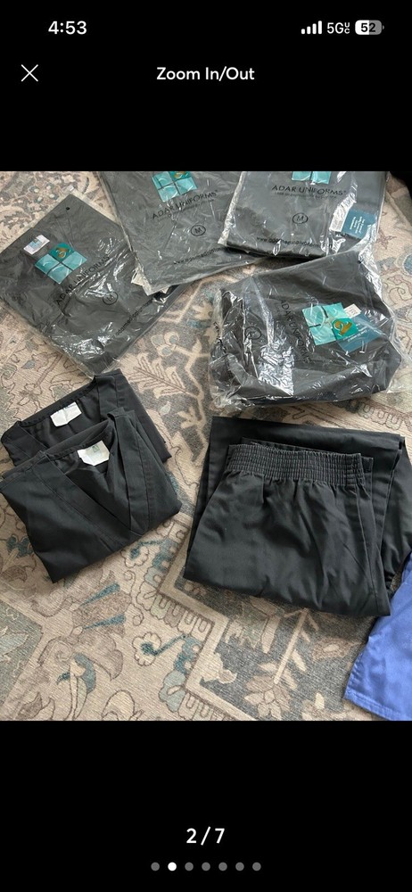 Adar Uniforms Medical Scrub Sets Black Solid Pattern Sizes M, L