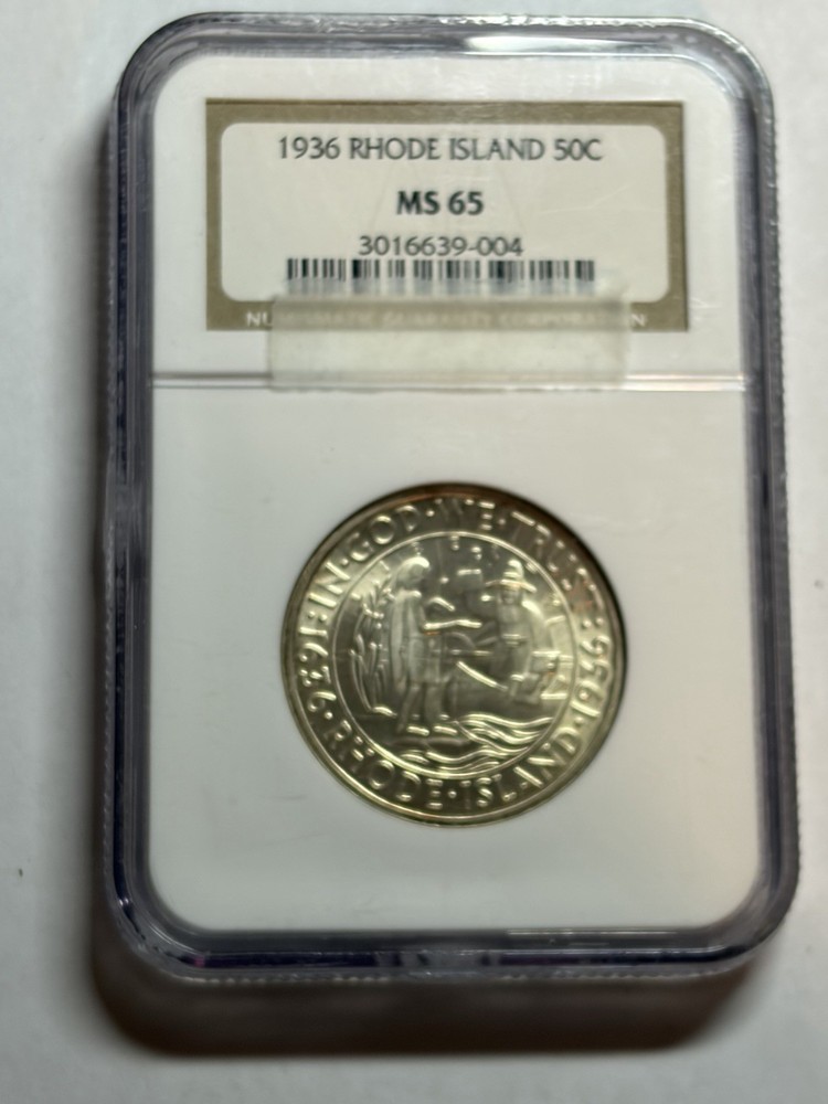 1936 RHODE ISLAND COMMEMORATIVE HALF DOLLAR NGC MS65
