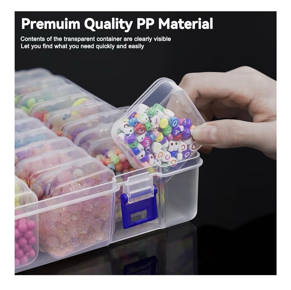 Bead Organizer Box, 31 Pcs Small Clear Plastic Bead Storage Cases, Mini Rectangl