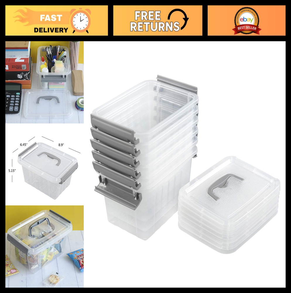 3.5 Quart Clear Storage Bins - Stackable Plastic Containers with Lids & Handles,