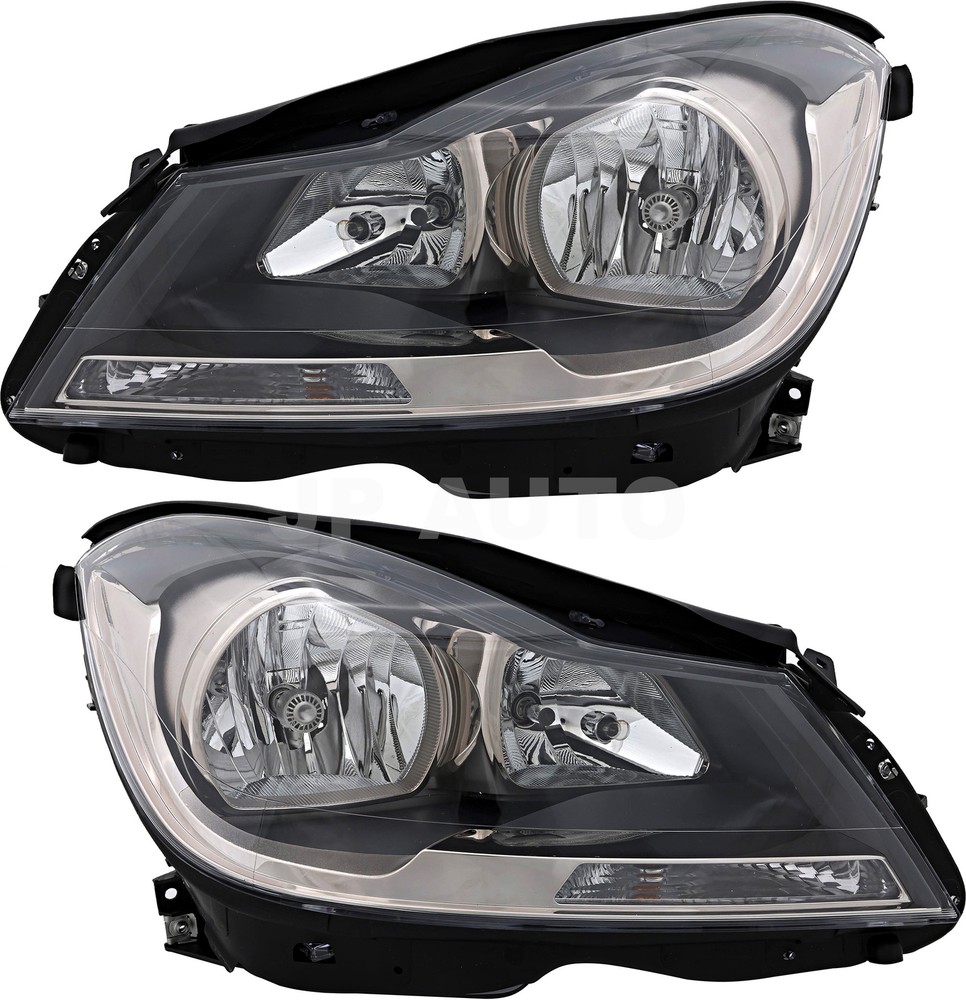 For 2012-2015 Mercedes Benz C Class Coupe Headlight Halogen Set Pair
