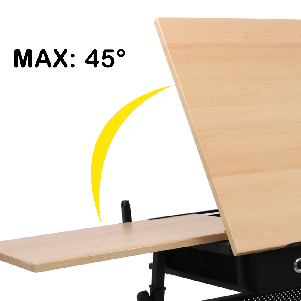 Drafting Drawing Table Craft Tiltable Tabletop with Stool & 2 Drawers to Study