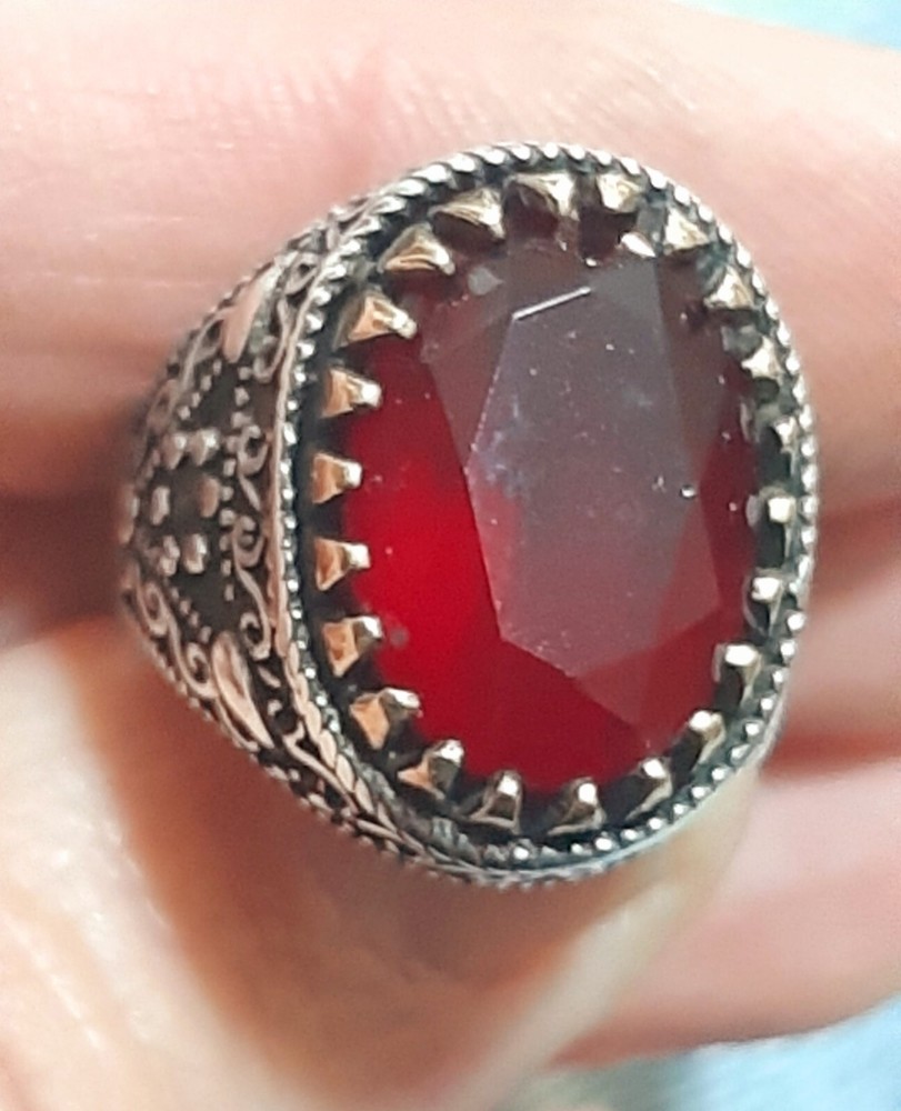 Men 925 Silver Ring Solitaire Ruby Spinel Ring Man Sterling $