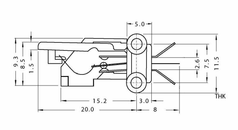 20PCS. X 1P2T MICRO STROKE LEAF SWITCH. LF-323/LF-028