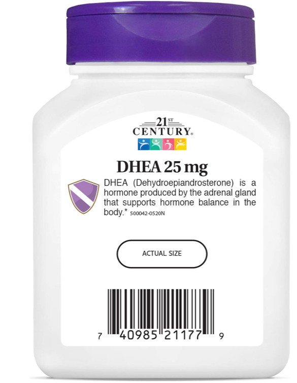 21st Century DHEA 25 mg Capsules, 90 Count