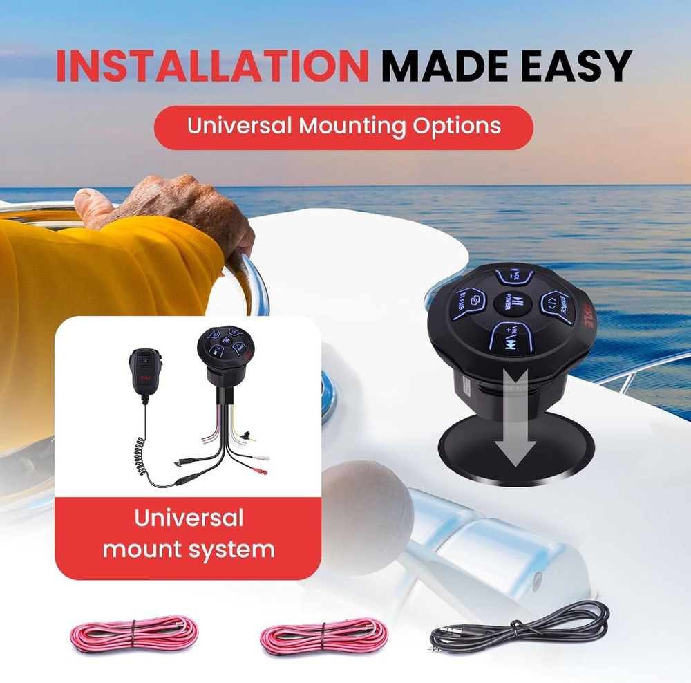 Pyle 6.5" Marine Bluetooth Receiver Speaker Kit - Waterproof (White)