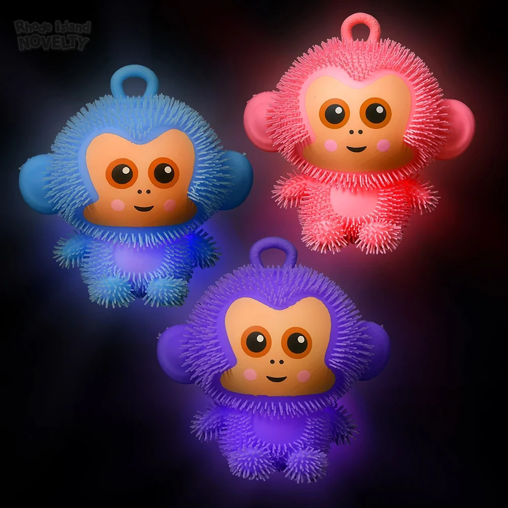 8" Light-Up Puffer Monkey Pink