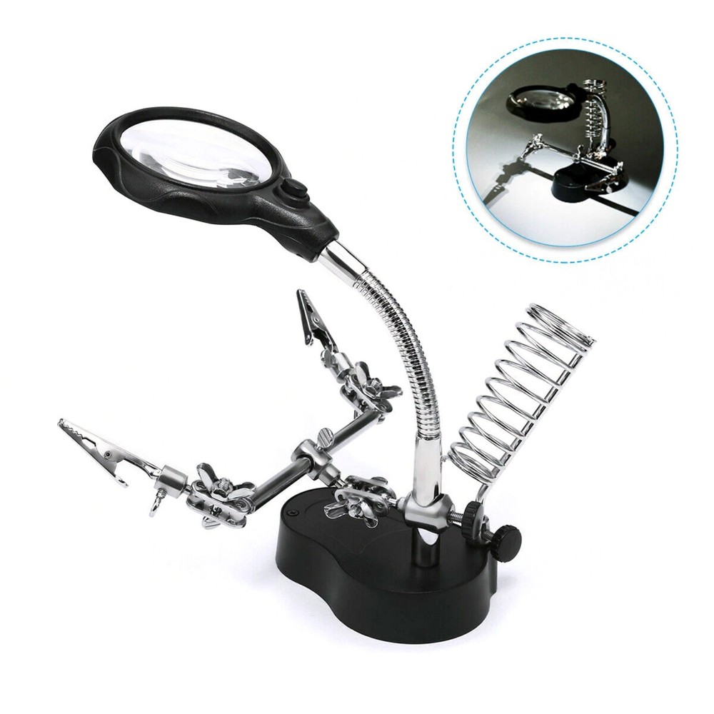 Adjustable Magnifier Soldering Holder 2.5X or 5X with LED for Dark Environment