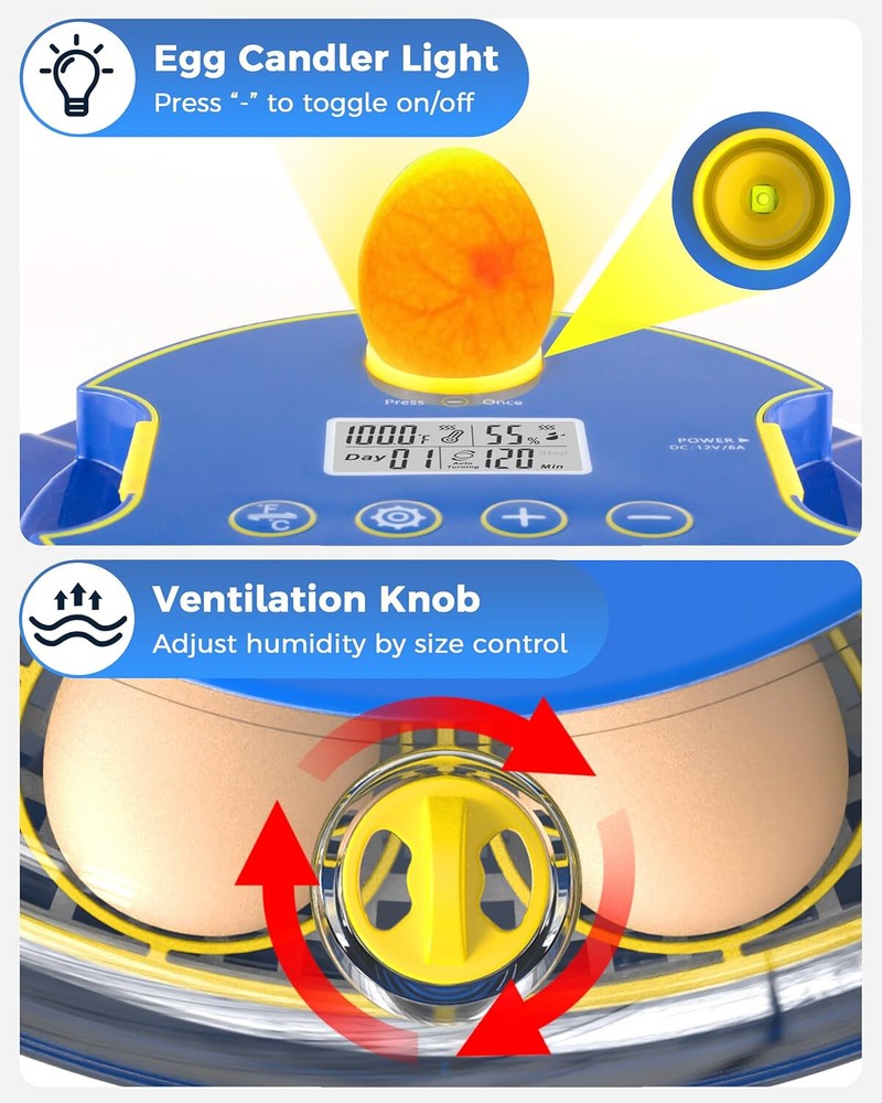 HBN 18 Egg Incubator with Temperature Control, Automatic Egg Turning & Humidity