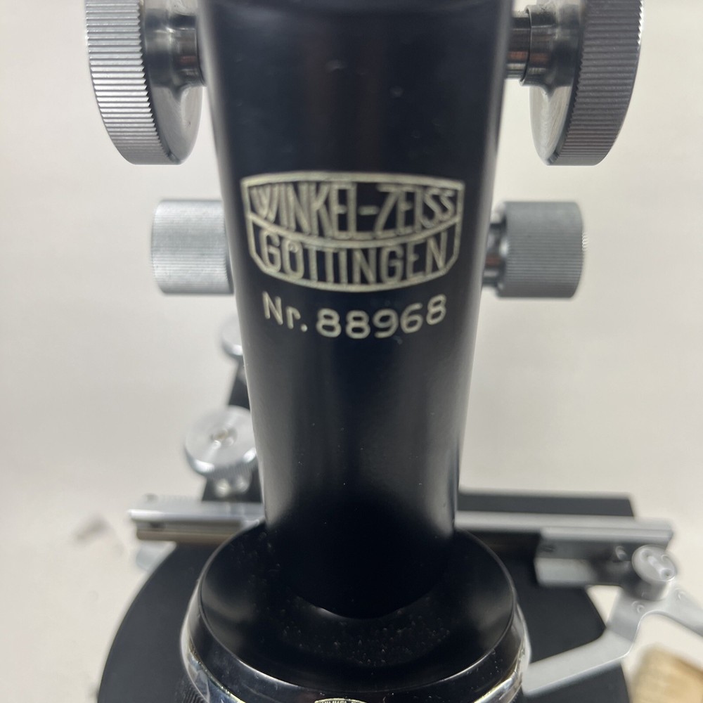 Zeiss Winkel 88968 Monocular Microscope in Original Oak Locking Case + Lenses