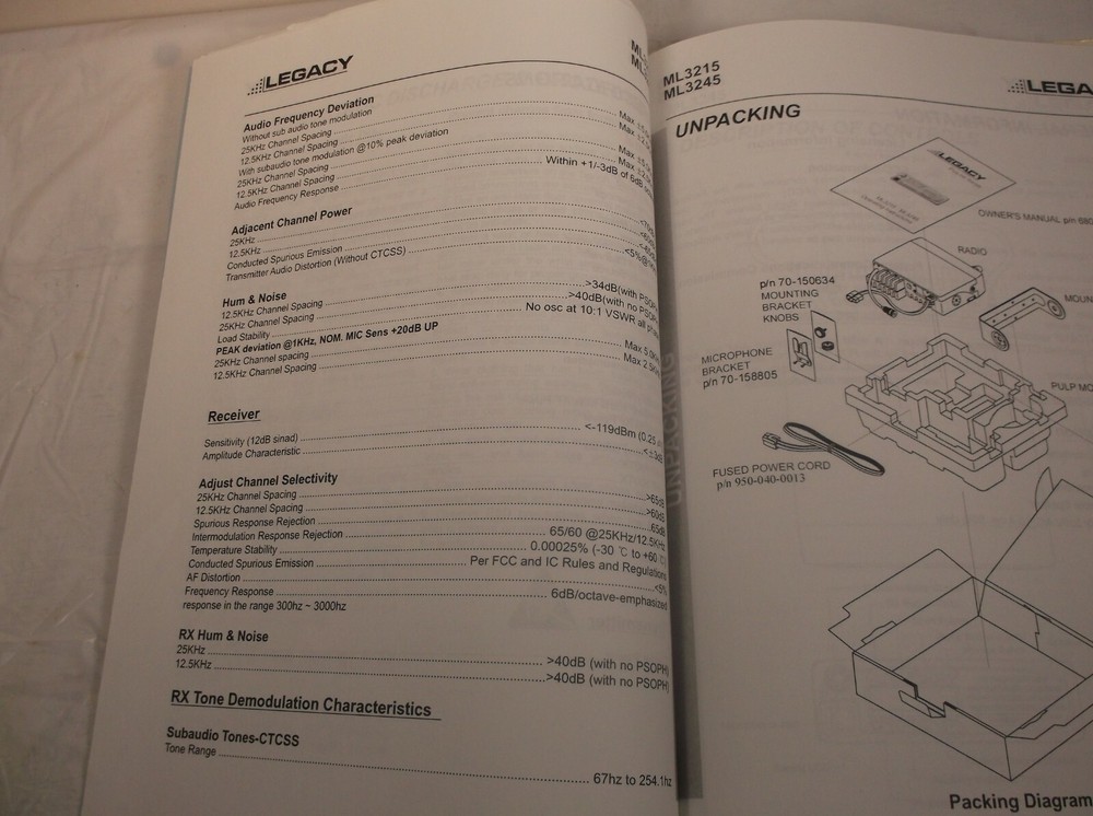 LEGACY MOBILE RADIO SERVICE MANUAL ML3215 ML3245