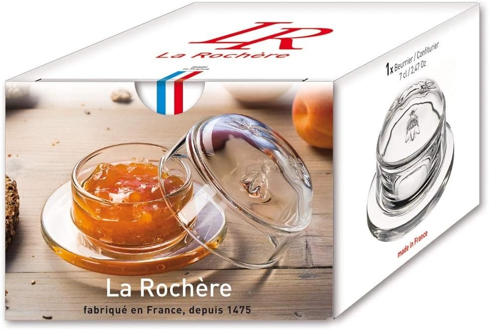 La Rochere Bee Butter Dish Set, Clear, 2 Oz.