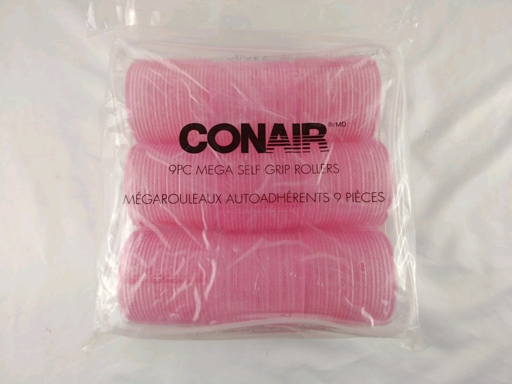 2009 Conair 9Pc Mega Self Grip Rollers Pink With Storage Case  NOS