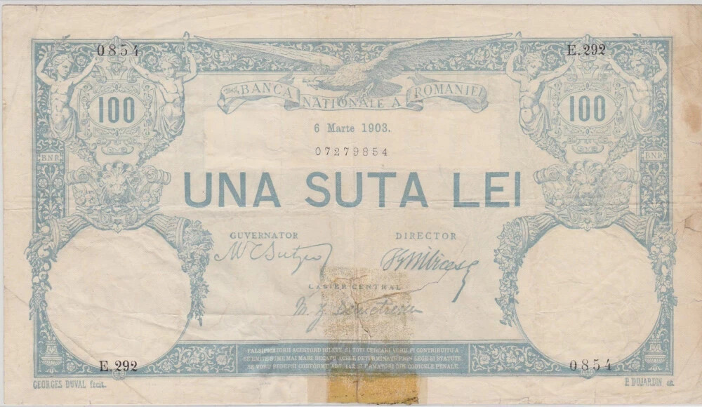 ROMANIA 100 Lei 1903 used