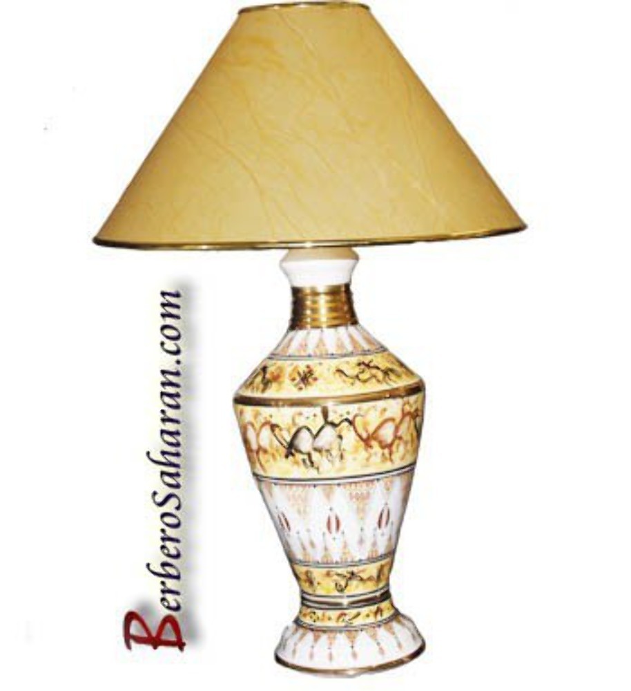 Handmade Algerian large light in white ceramic & liquid Gold - Tassili Patterns