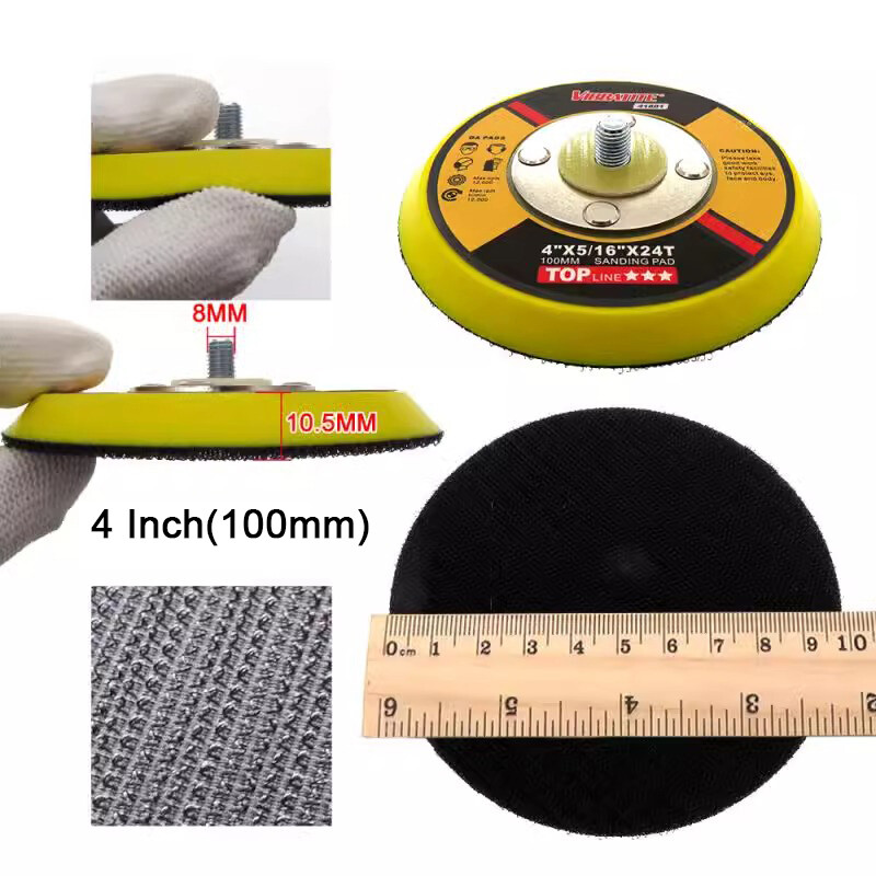 2/3/4/5/6 " Hook Loop Backing Pad With M6 M8 Thread For Sanding Discs Air Sander