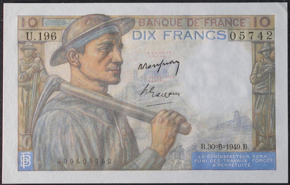 France P99f 10 Francs Consecutive Pair AU