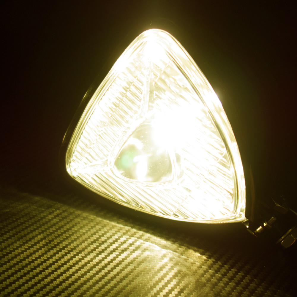 Chrome Motorcycle Triangle Headlight Lamp Flat Back For Harley Honda Suzuki