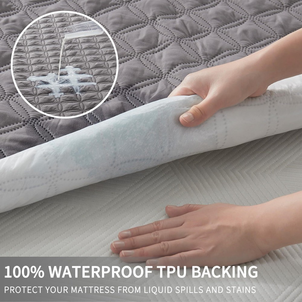 2 Pack Waterproof Mattress Protector Full Size Mattress Pad with Deep Pocket ...