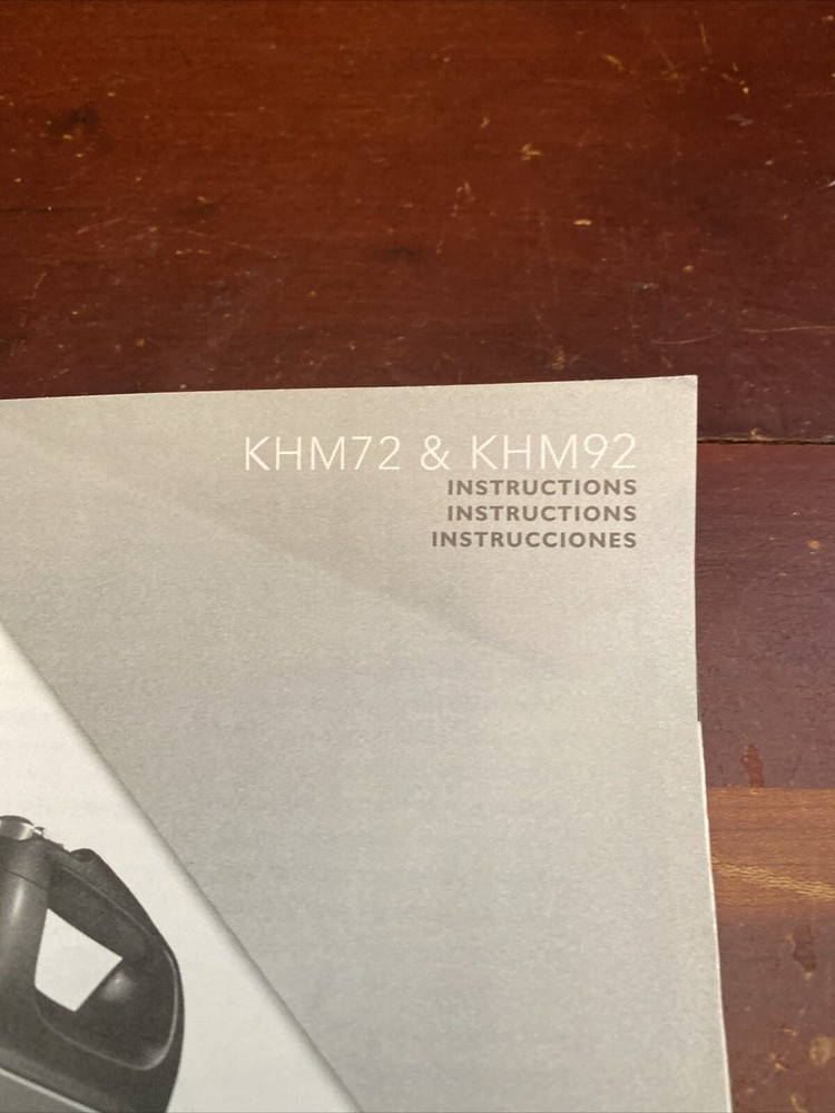 KitchenAid Hand Mixer KHM72 & KHM92 Instruction Book