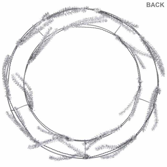Foral Pine Silver Metal Work Wreath 16"