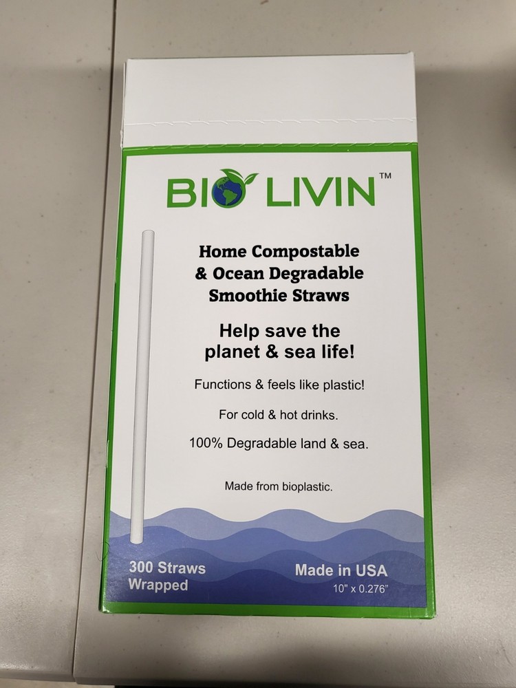 100 Straws Individually Wrapped 100% Plant-Based Compostable - Biodegradable