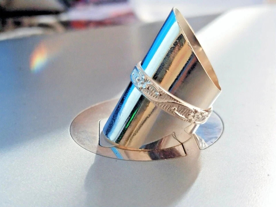 Solid 925 Sterling Silver Band & Statement Wide Cigar Cuff Ring All Size
