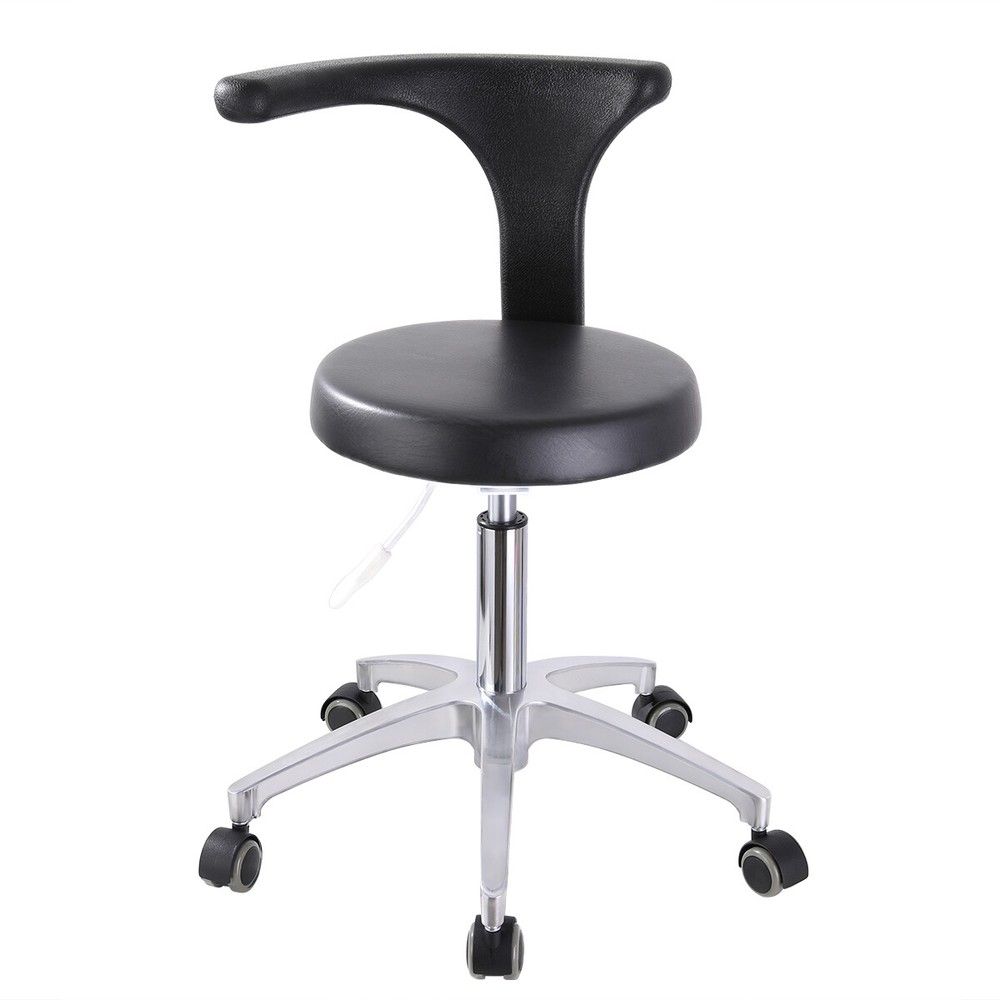 Dental Chair Assistant Stool Armrest Adjustable Height PU Leather 360° Rolling