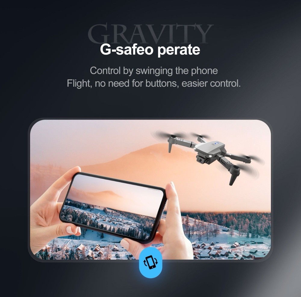 E99 Max Drone Screen Controller, 2 batteries, Altitude Hold, One Key Take Grey