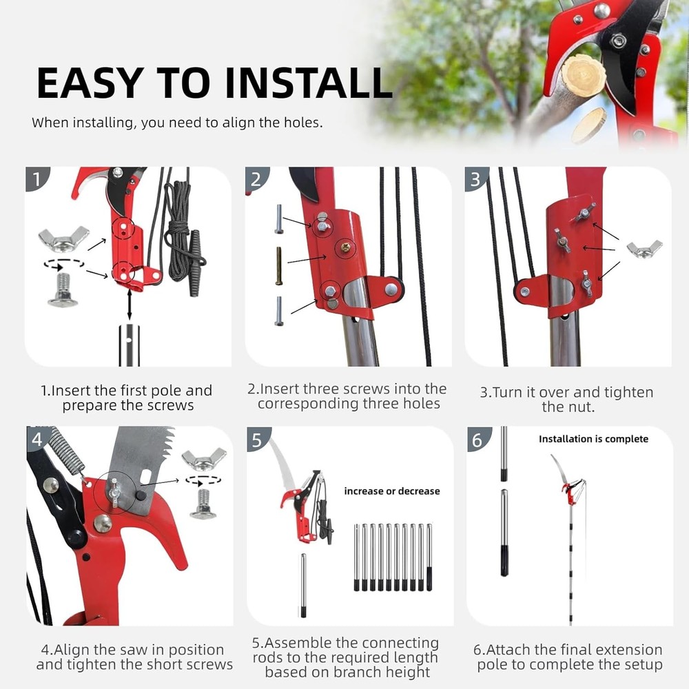 15.7’’ Pole Saws for Tree Trimming - Dual-Pulley Tree Pruner, Tree Trimmers Long
