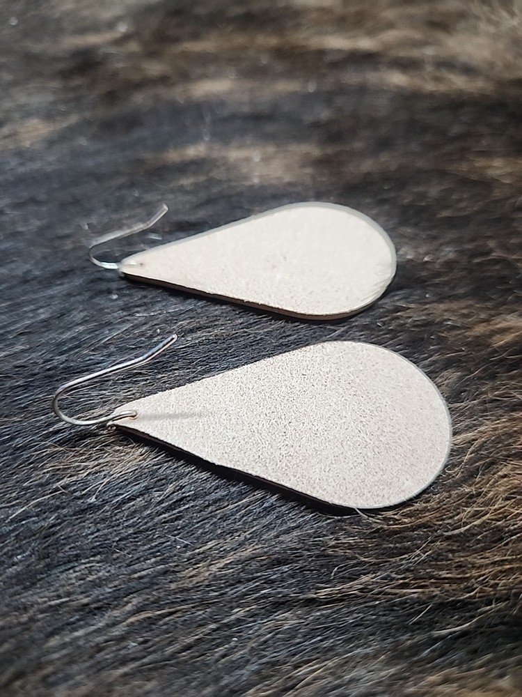 Libra Zodiac Handmade Leather Teardrop Earrings