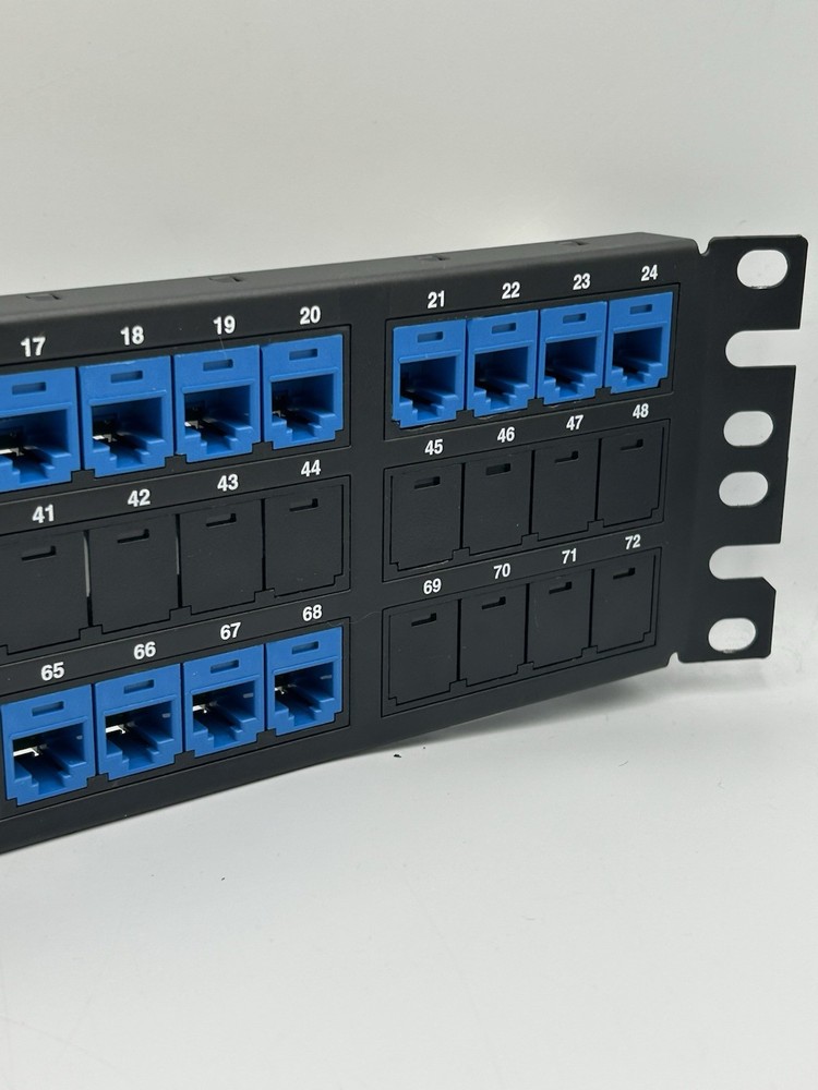 PANDUIT Mini-Com 72 Port Angled Cat 6 Patch Panel 2U CPPA72FMWBLY TX6A Modules